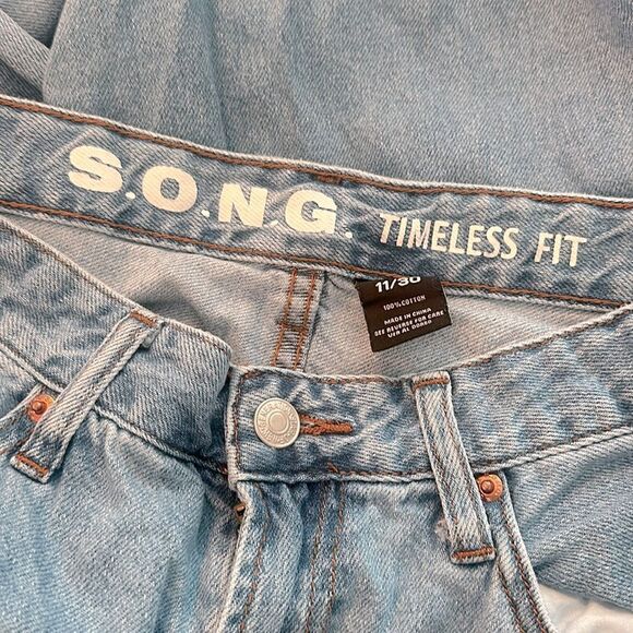 S.O.N.G. Timeless Fit Boyfriend Jeans Distressed Ripped Split Leg size 11/30 11 - Picture 5 of 5